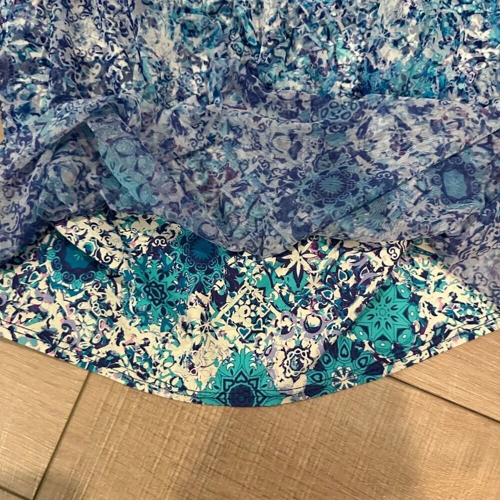 SUNSETS WOMENS BLUE TANKINI BATHING SUIT TOP 38D